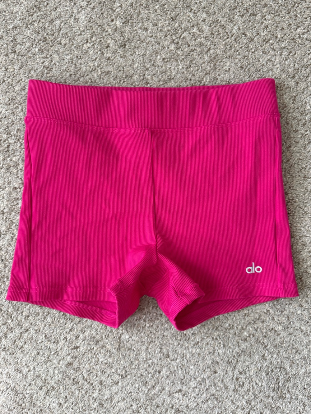ALO Yoga Hot Pink Ribbed Biker Shorts
